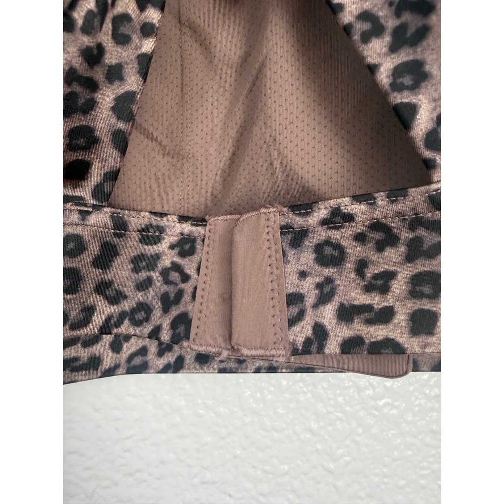 OFFLINE by Aerie Goals Gloss Leopard Print Sports Bra High Neck Brown XL NWT - Picture 7 of 10
